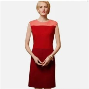 Talbots colorblock sheath dres red coral maroon 4